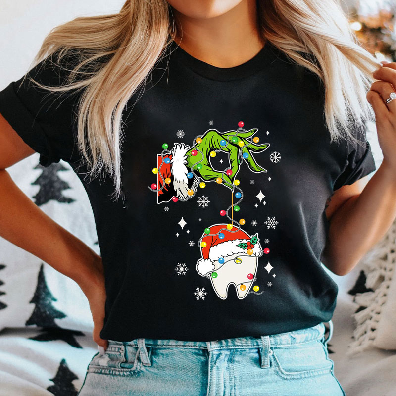 Dental Christmas Hand With Festive Tooth T-Shirt