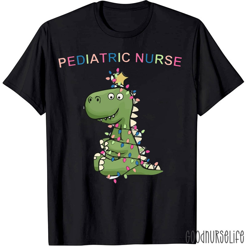 Christmas Dinosaur Holiday Pediatric Nurse T-Shirt