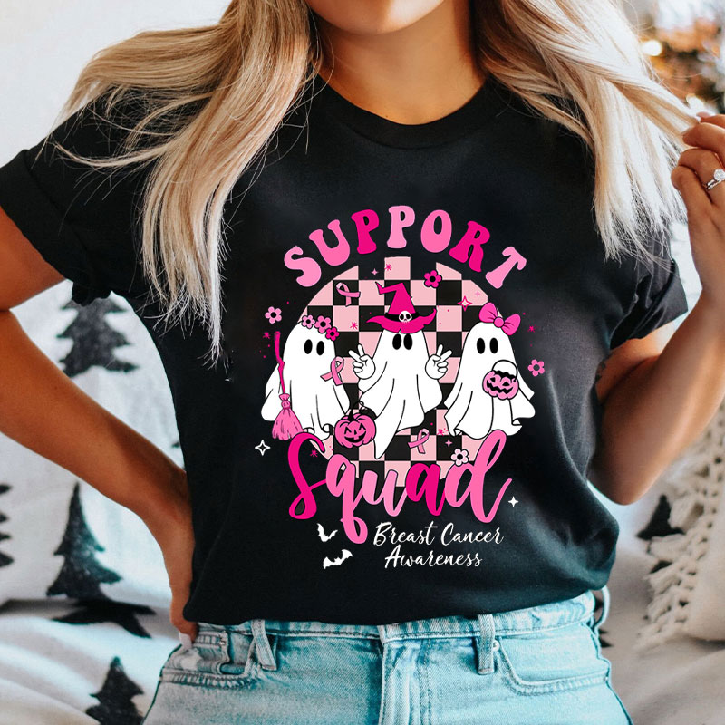 Support Squad Breast Cancer Awareness Ghosts Nurse T-Shirt