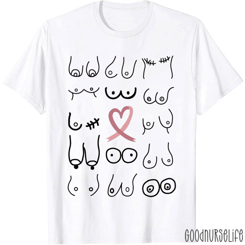 Pink Ribbon With Diverse Breast Nurse T-Shirt