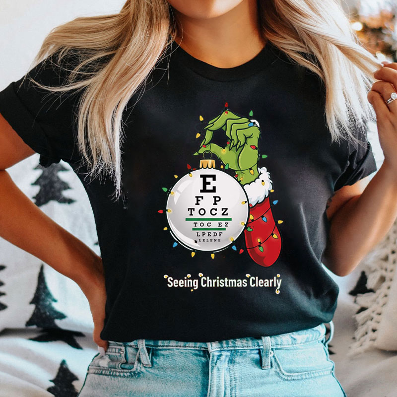 Seeing Christmas Clearly Eye Chart T-Shirt