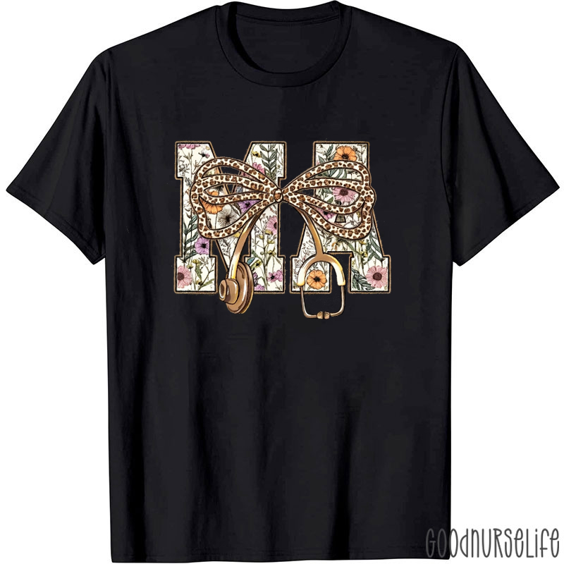Personalized Nurse Floral Coquette Bow Nurse T-Shirt