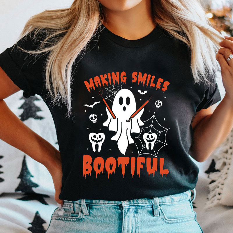 Making Smiles Bootiful Halloween Dental Ghost T-Shirt