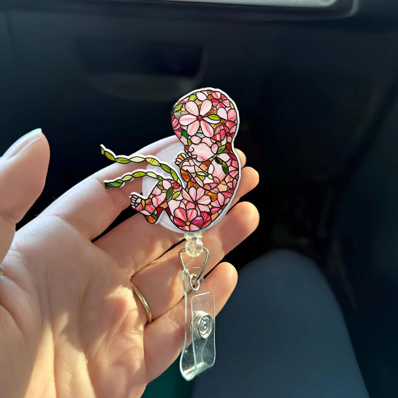 Floral Fetus Badge Reel