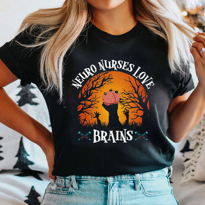 Halloween Neuro Nurses Love Brains T-Shirt