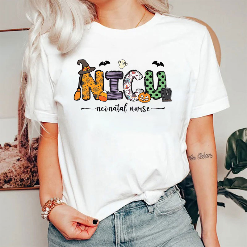 Personalized Halloween NICU Neonatal Nurse T-Shirt