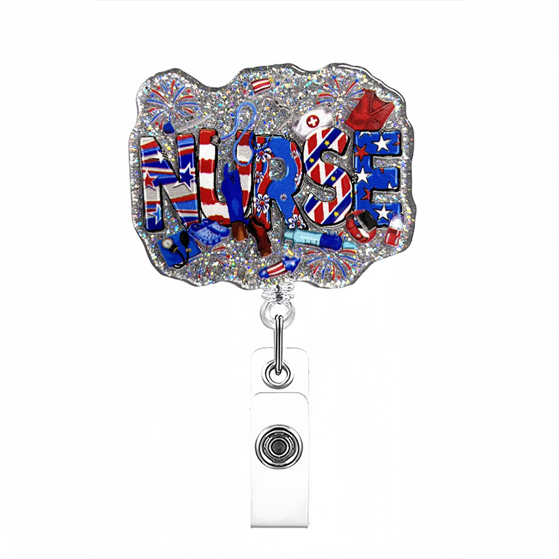 American Flag Nurse Badge Reel