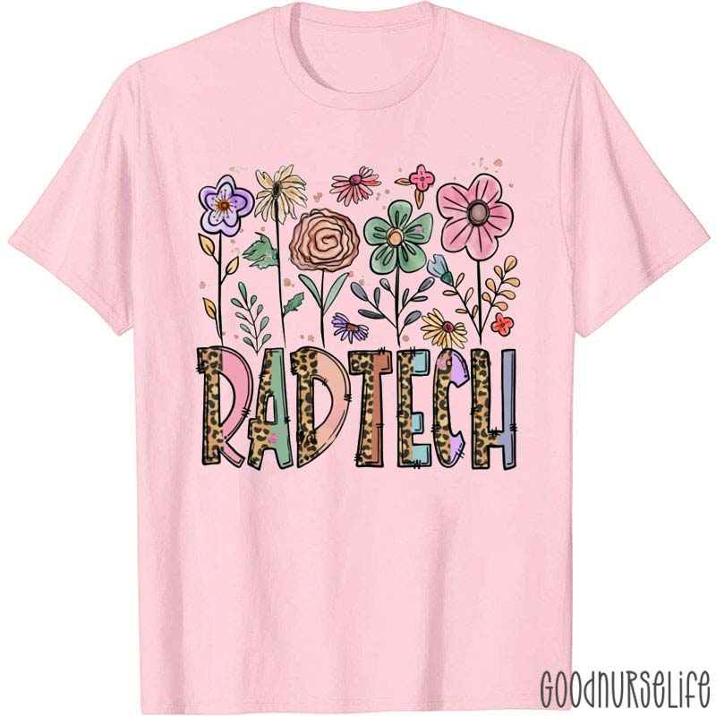 Leopard Flower And Rad Tech Nurse T-Shirt