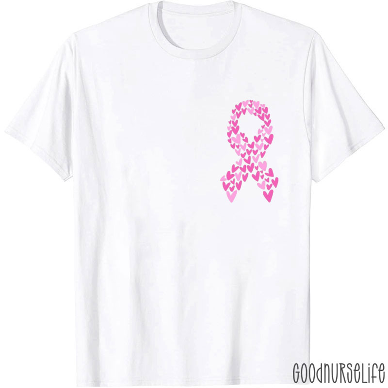 Heart Breast Cancer Shaped Pink Ribbon T-Shirt