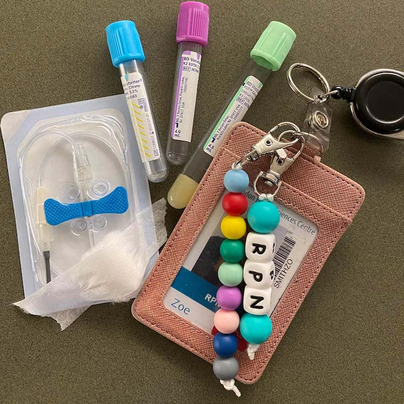 Colorful Rainbow Nurse Beaded Keychain