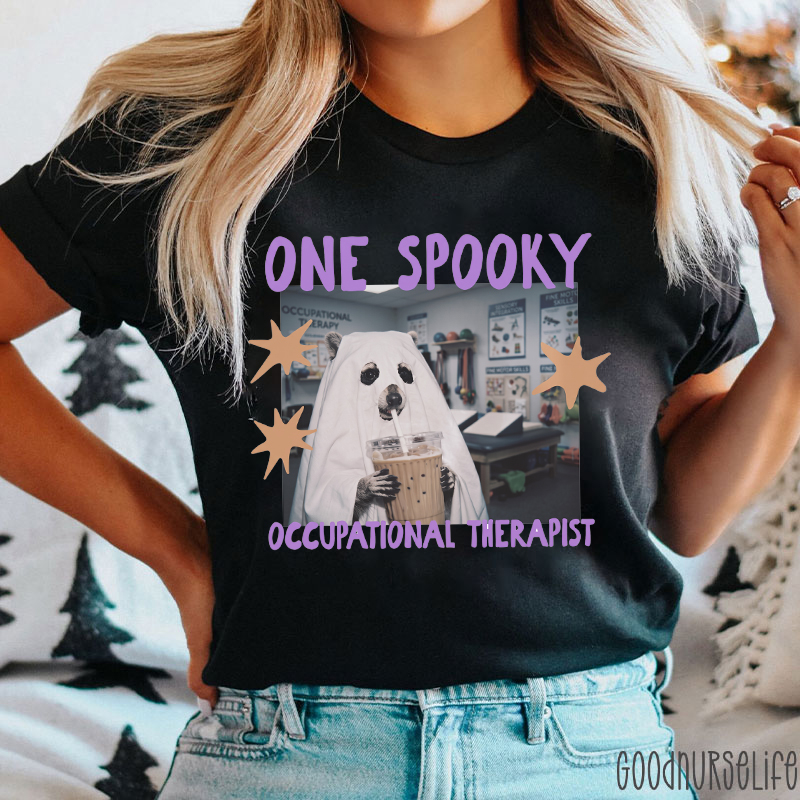 One Spooky Occupational Therapist Raccoon Ghost T-Shirt