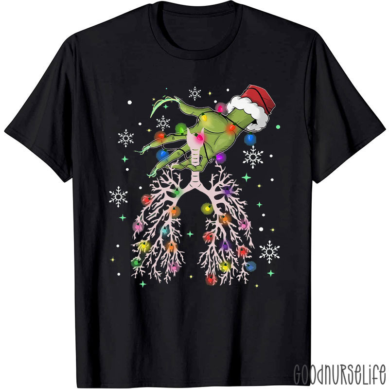Hand Decorating Lung Tree With Lights Nurse T-Shirt