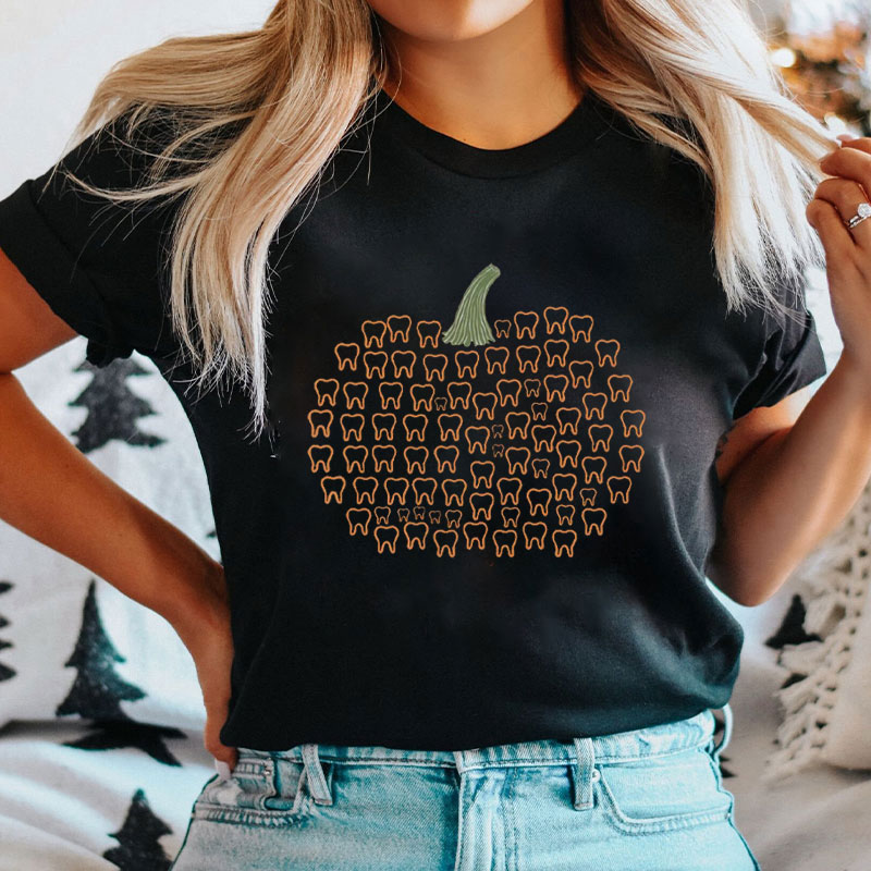 Halloween Pumpkin Made Of Teeth T-Shirt