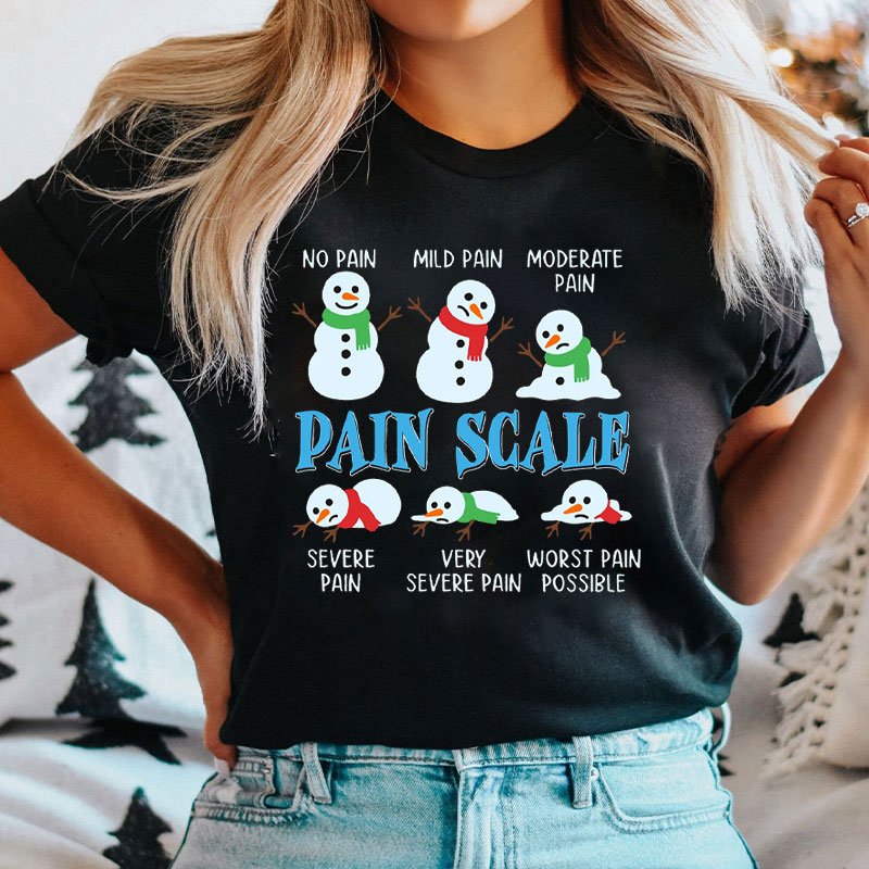 Healthcare Snowman Pain Scale Nurse T-Shirt