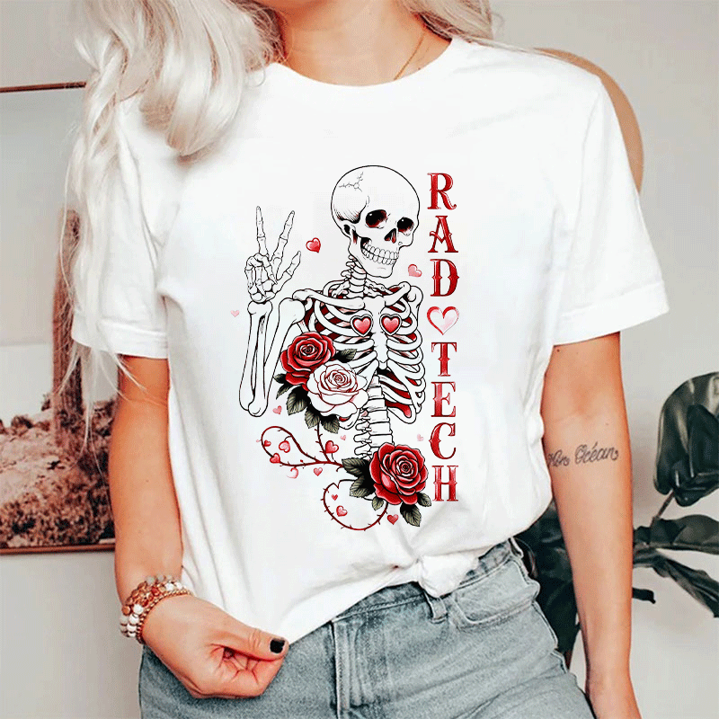 RAD Tech Skeleton Valentine T-shirt