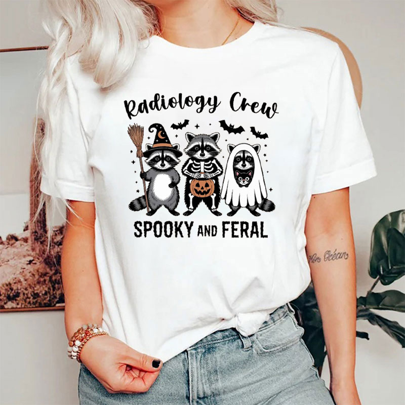 Spooky And Feral Raccoons Radiology Crew T-Shirt