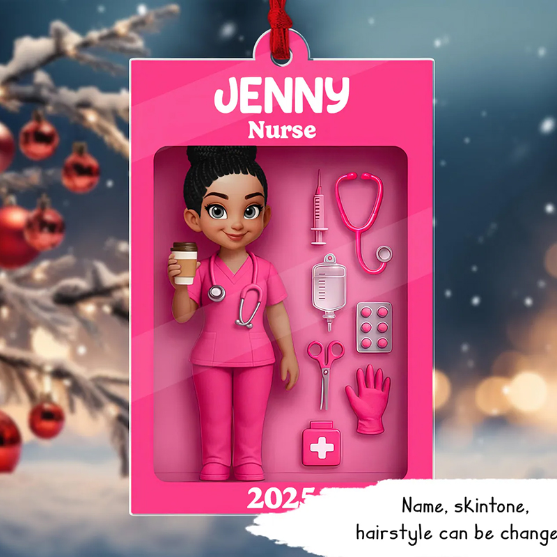 Personalized Nurse Doll Box Christmas Ornament
