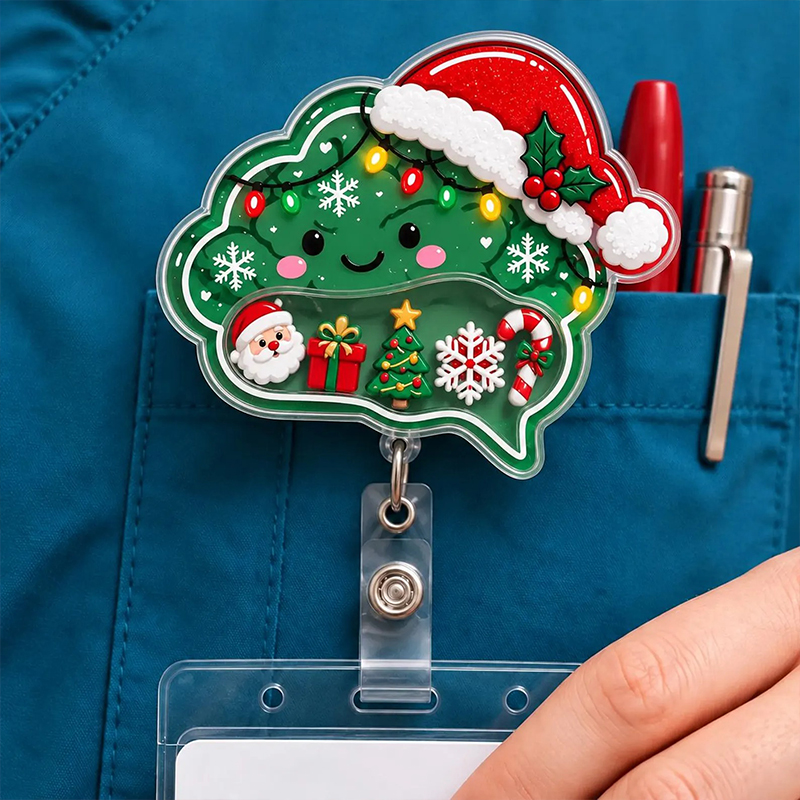 Neurology Christmas Brain Shaker Badge Reel