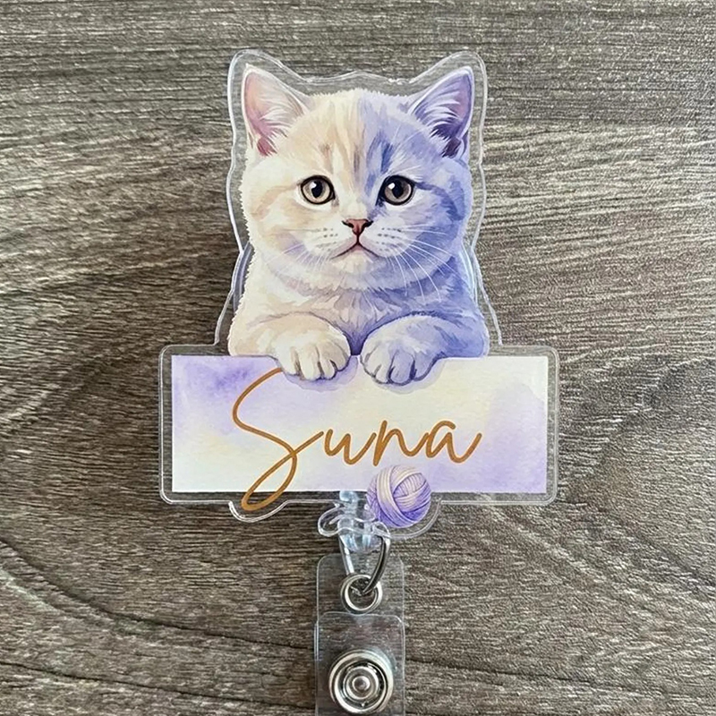 Personalized Cute Peeking Pet Nurse Badge Reel