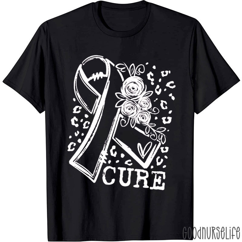Ribbon Cure With Floral Nurse T-Shirt