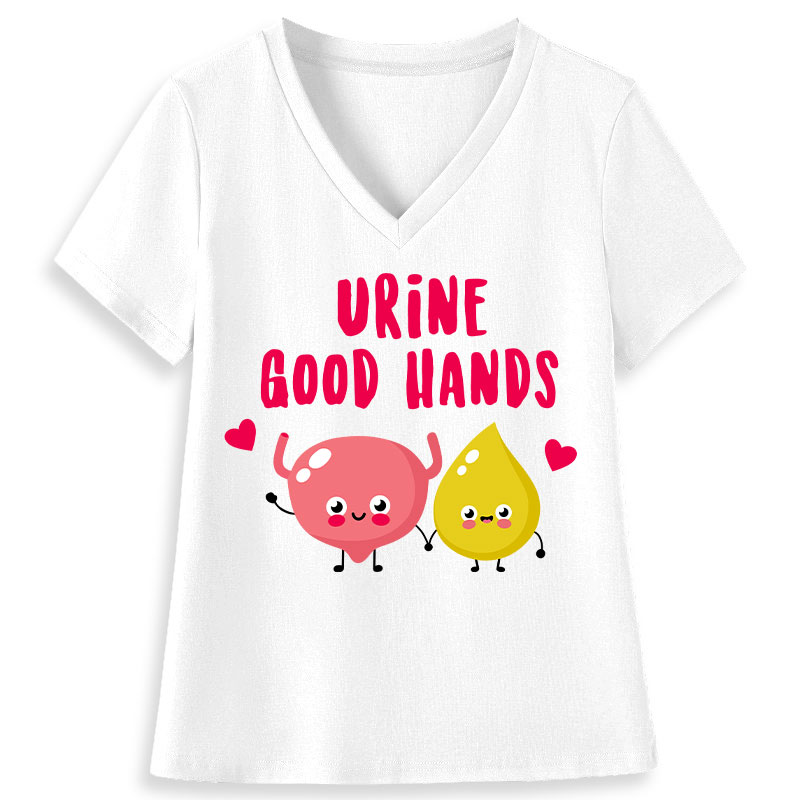 Urine Good Hands Nurse Female V-Neck T-Shirt