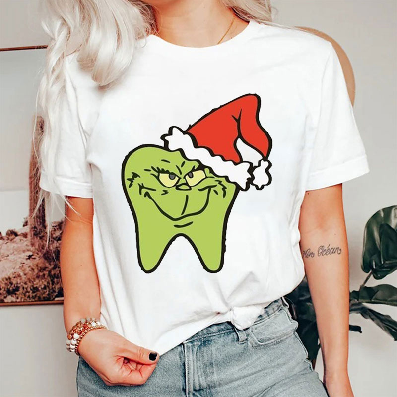 Tooth With Santa Hat Festive Dentistry T-Shirt