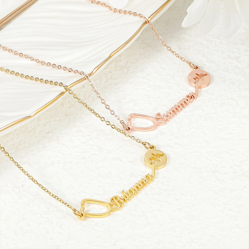 Personalized Name Stethoscope Electrocardiogram Nurse Necklace