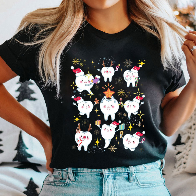 Festive Tooth Characters Christmas T-Shirt