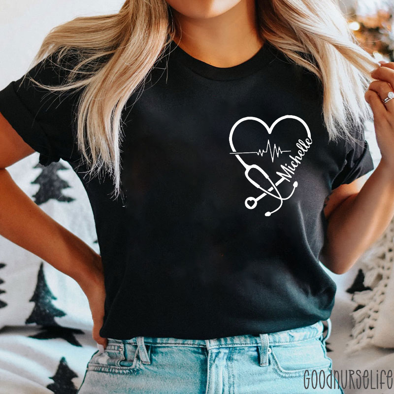 Personalized Name Stethoscope Nurse T-Shirt