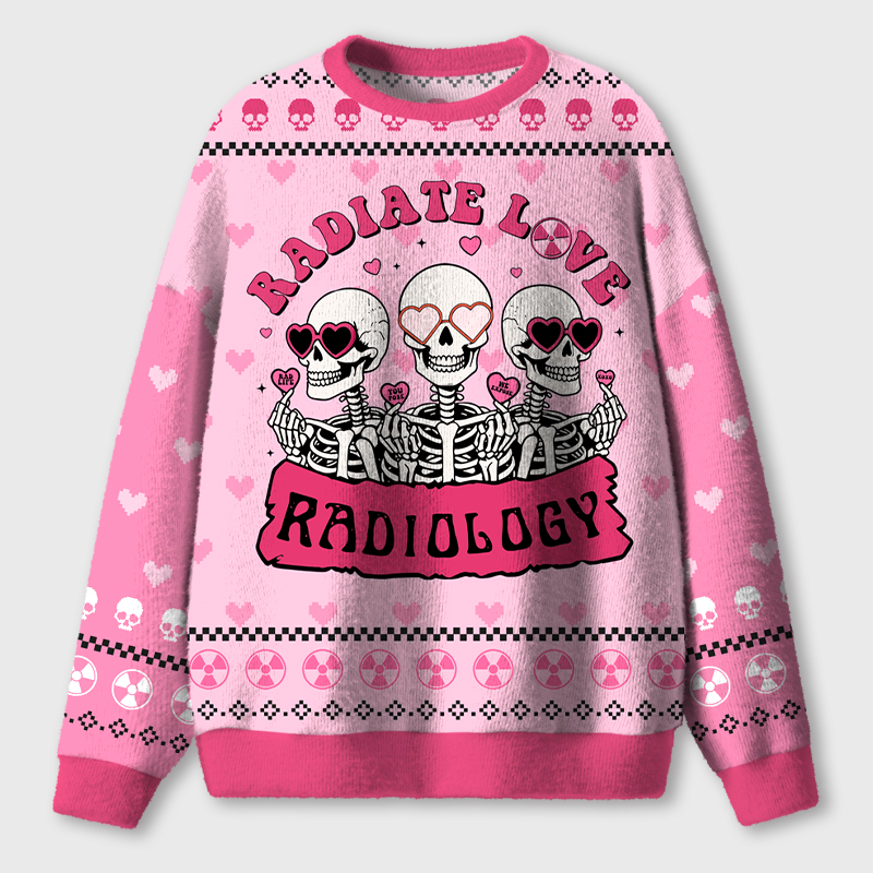 Radiate Love Radiology Ugly Fluffy Christmas Sweater