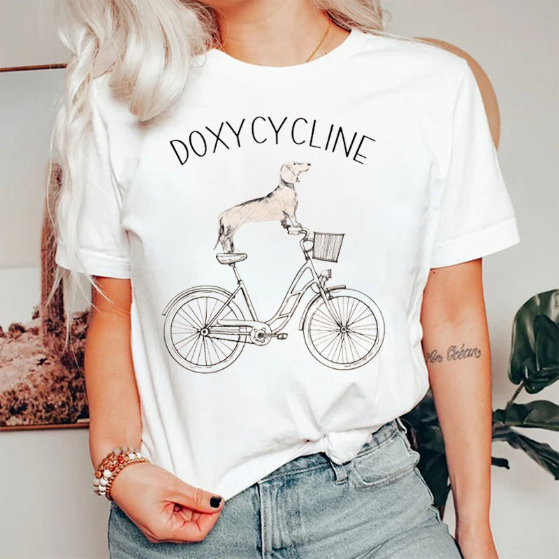 Doxycycline Dachshund On Bicycle Nurse T-shirt