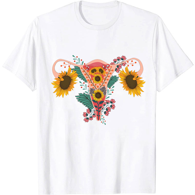Uterus Sunflower Nurse T-Shirt