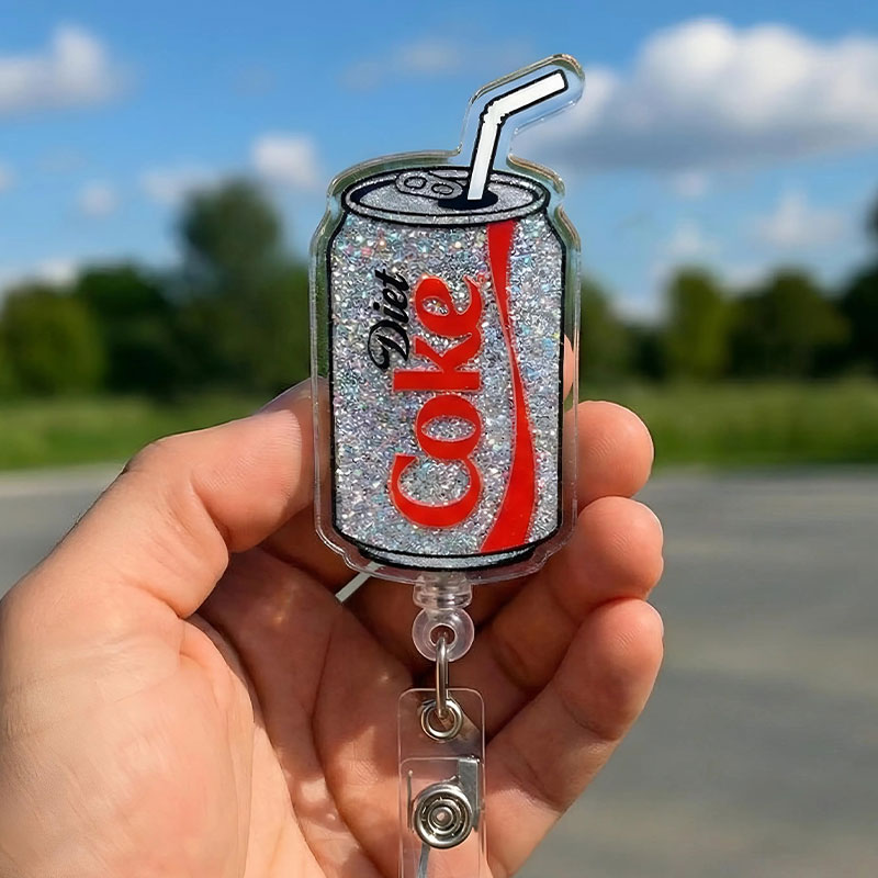 Glitter Diet Coke Badge Reel