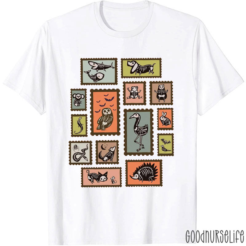 Animal Skeletons Stamp Nurse T-Shirt