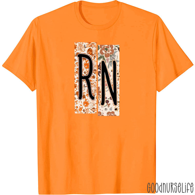 Personalized Flower Text Splicing Nurse T-Shirt