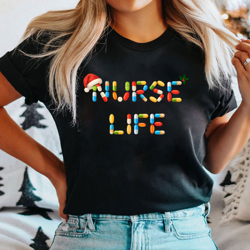Nurse Life Pill Christmas Santa Nurse T-Shirt