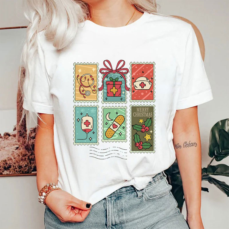 Festive Medical Stamp Nurse T-Shirt
