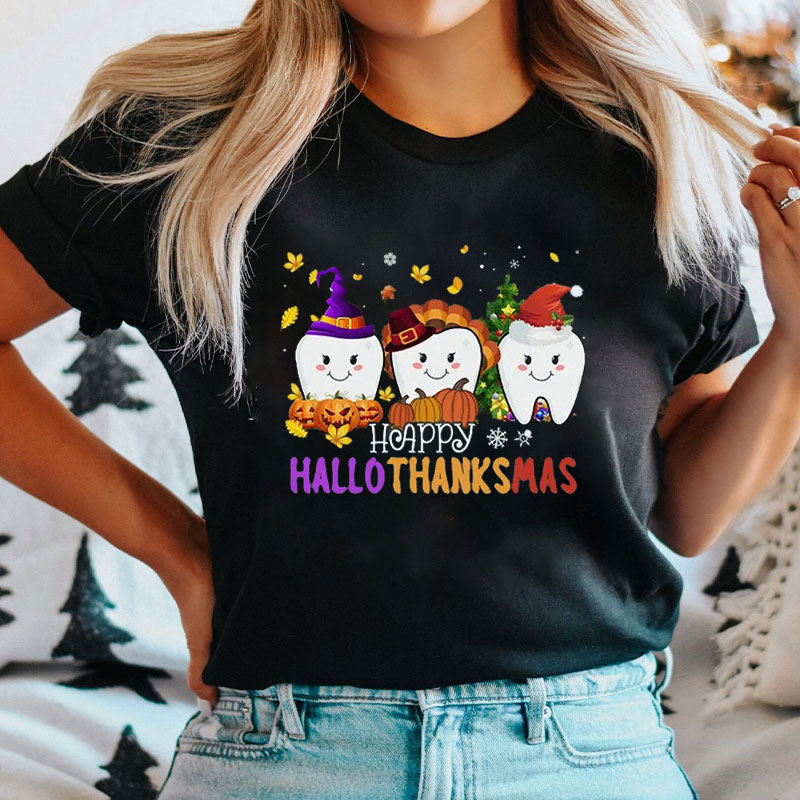 Happy HalloThanksMas Dental Holiday T-Shirt