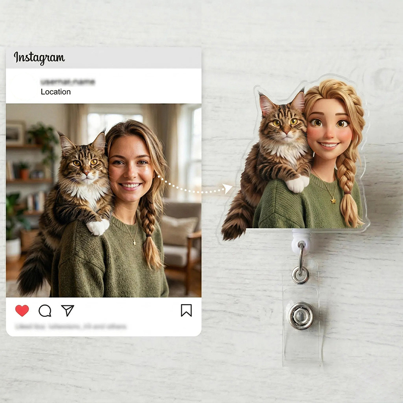 Personalized Unique Family Photo Nurse Badge Reel