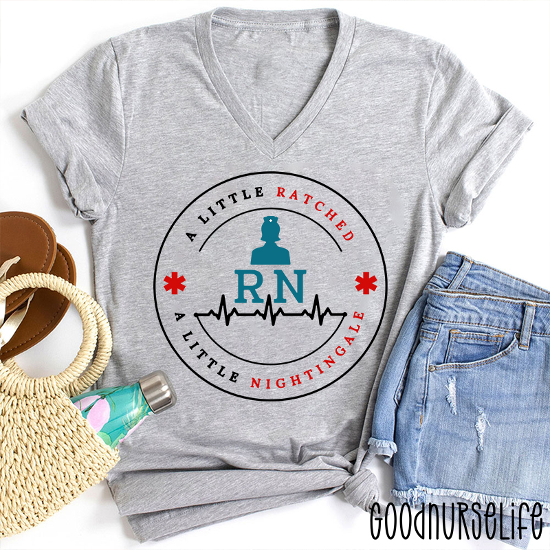 RN Ratched & Nightingale Nurse Female V-Neck T-Shirt
