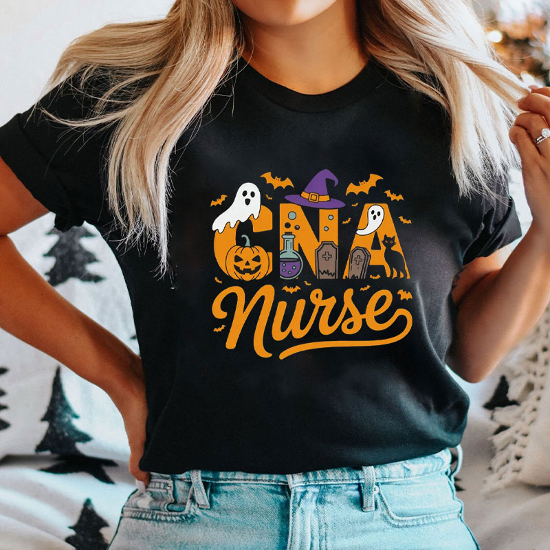 Halloween Themed  Spooky CNA Nurse T-Shirt