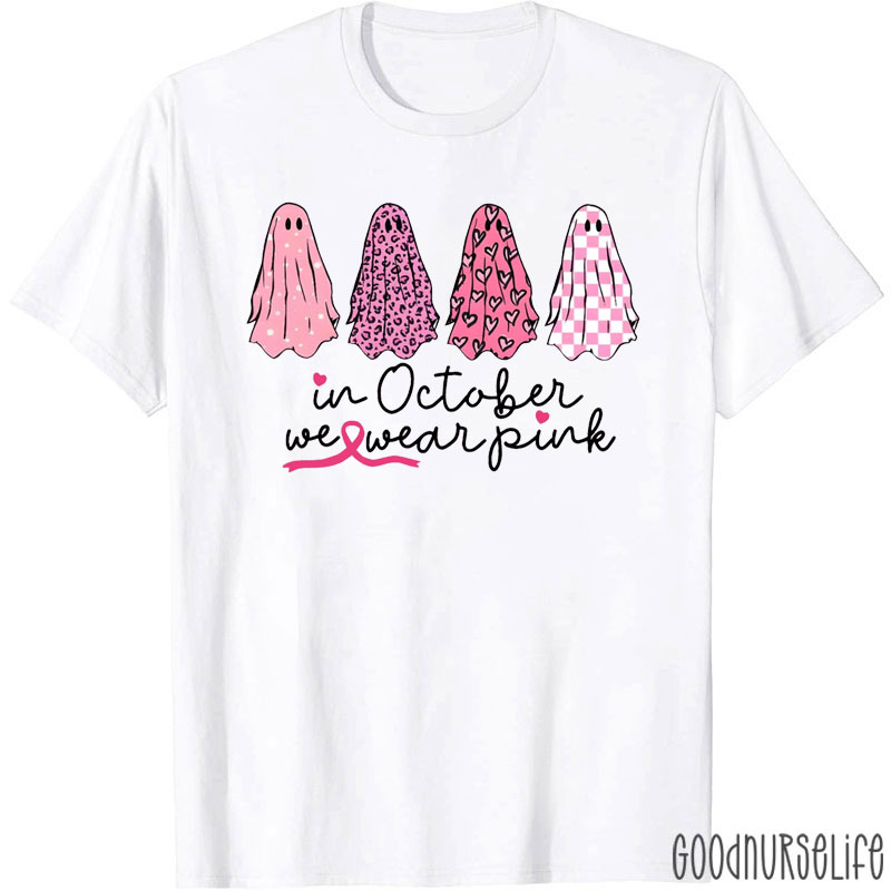 Halloween Breast Cancer In October We Wear Pink T-Shirt