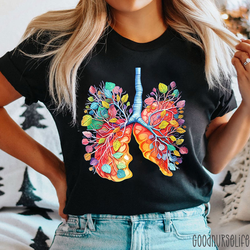 Floral Lungs Anatomy Nurse T-shirt