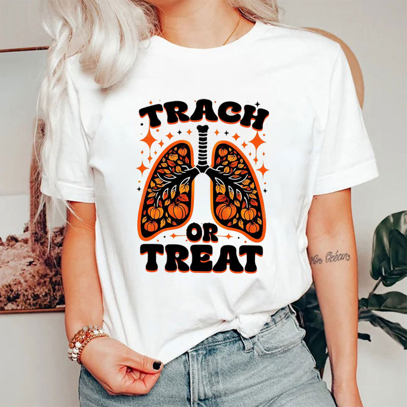 Pumpkin Lung Trach Or Treat T-Shirt