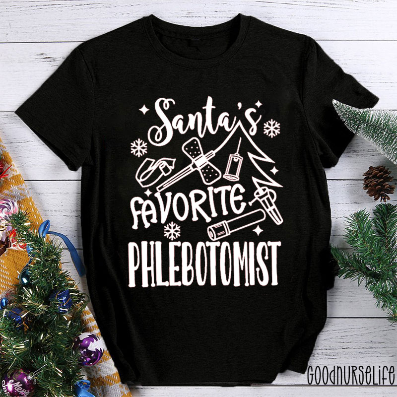 Santa's Favorite Phlebotomist Nurse T-shirt