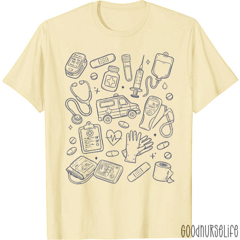 Hand Drawn Doodle Nurse T-shirt