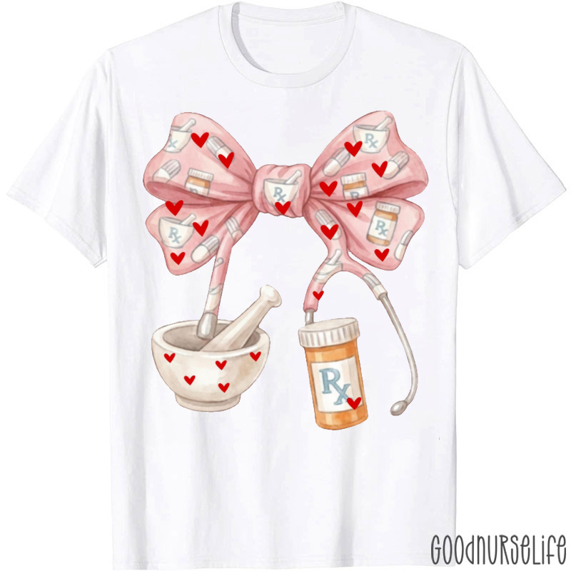 Pharmacy Valentine RX Bow Tie T-shirt