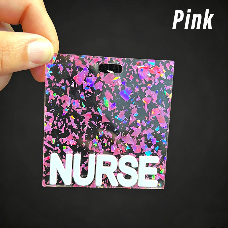Personalized Text Glitter Badge Buddy