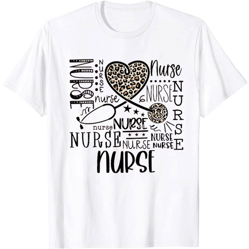 Leopard Stethoscope Nurse T-Shirt