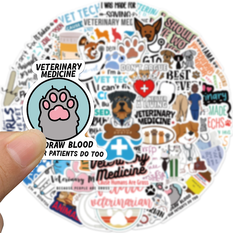 50PCS Cartoon Veterinarian Doodle Nurse Stickers